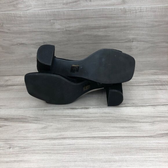 Jeffrey Campbell Sandals Womens 9 Black Suede Hook and Loop Heeled Shoes